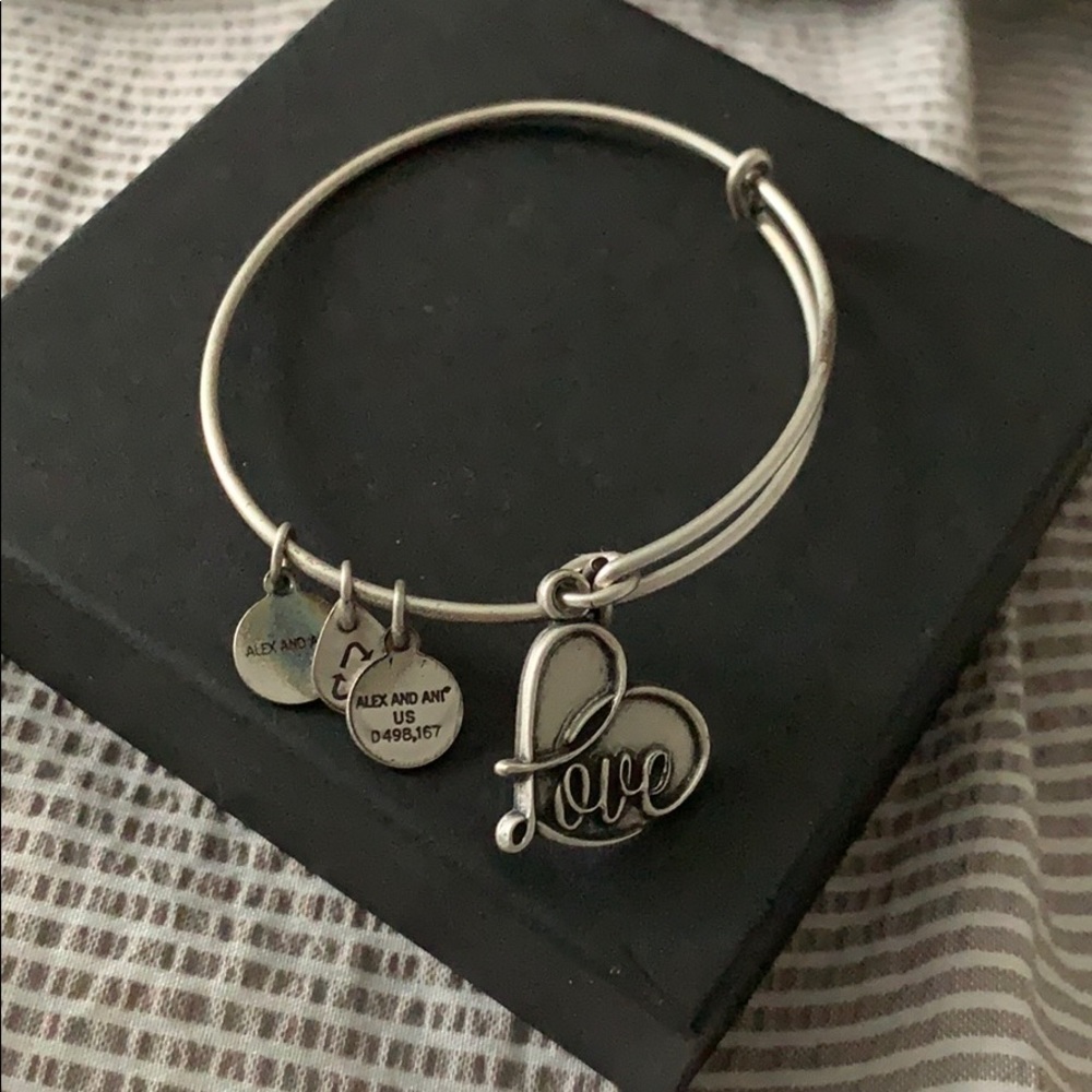 alex and ani silver love charm bracelet